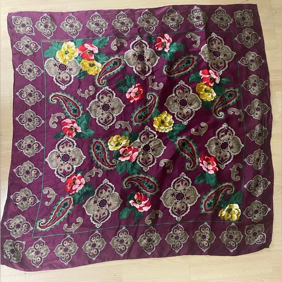 Adrienne Vittadini Silk Raspberry Floral Scarf - Picture 5 of 6